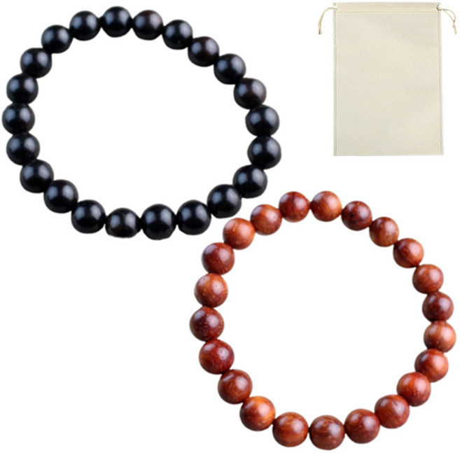 붓다베스트 소원성취 재물운 액막이 삼재 향나무 염주팔찌 2p + 파우치 세트