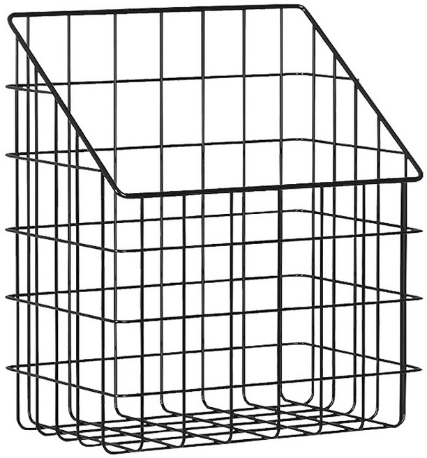 제이라이프 그리드리 부착식 철제 와이어 벽걸이 빨래바구니, 블랙