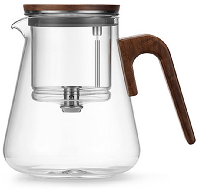 사마도요 우드핸들 유리필터 티포트, 혼합색상, 800ml, 1개