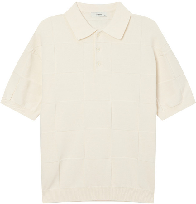 헤지스 남성용 LUXE LINEN 혼방 조직 카라 니트