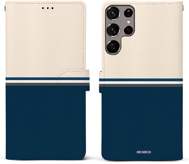 스메르 투톤라인 디자인 가죽 다이어리 휴대폰 케이스