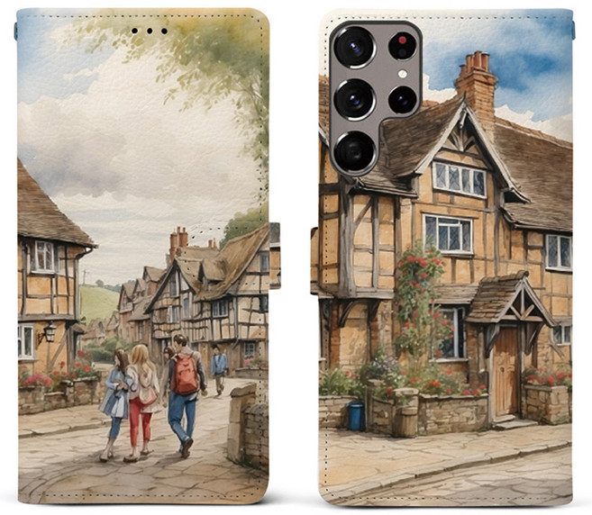 스메르 그림풍경 디자인 가죽 다이어리 휴대폰 케이스