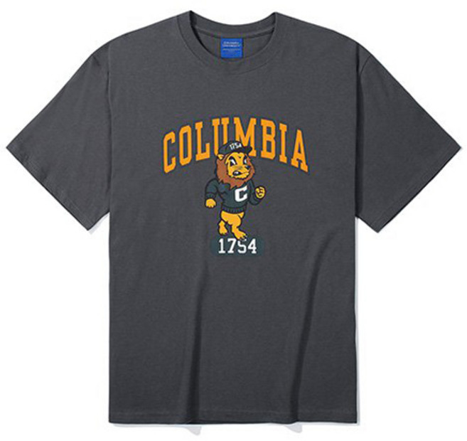 COLUMBIA UNIVERSITY Roa 復古藝術圖案透氣短袖T恤, 炭灰色