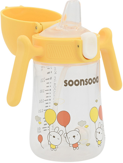 순수아 유아용 추달린 원터치 스파우트컵, 240ml, 1개, 옐로우