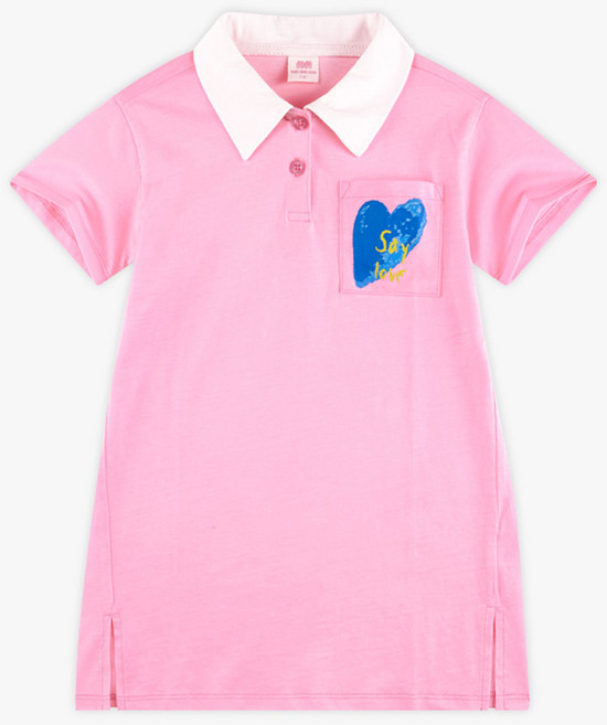 마리앤모리 여아용 버튼 카라 포켓 원피스