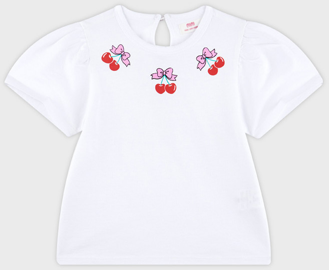 마리앤모리 여아용 통기성 리본 체리 티셔츠