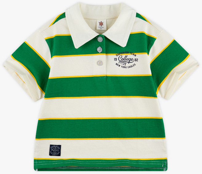 월튼키즈 남아용 통기성 보더 스트라이프 카라 티셔츠