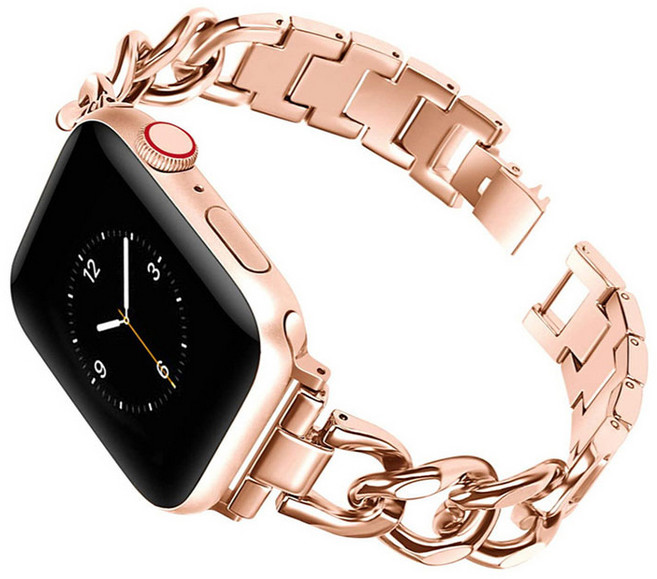 루아러블 애플워치 체인 브레이슬릿 메탈 스트랩, 로즈골드