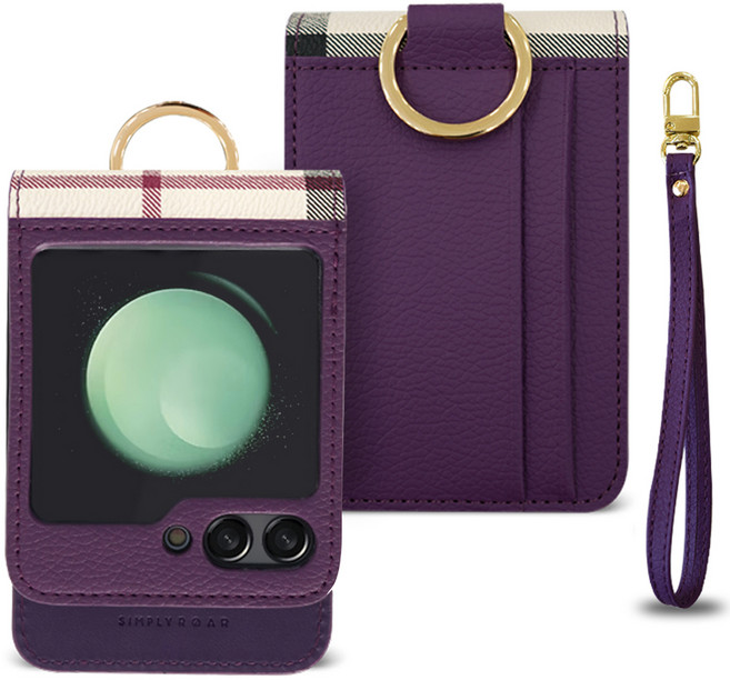 심플리로어 VERA 레더 휴대폰 케이스 + 손목 스트랩 세트