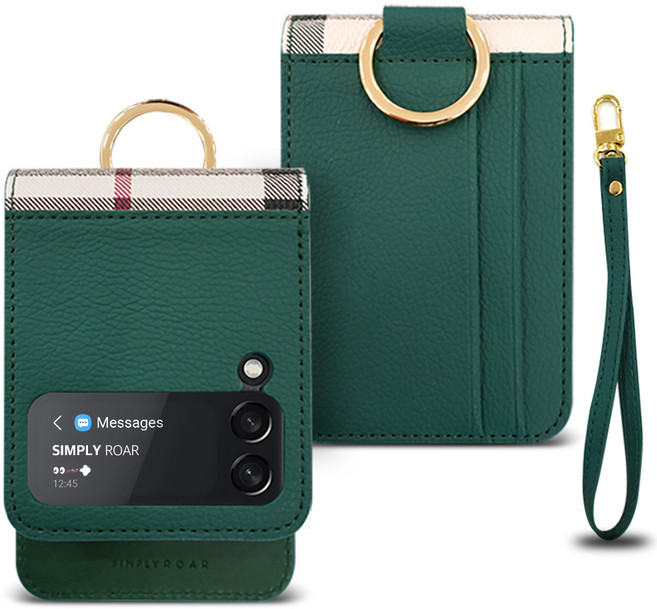 심플리로어 VERA 레더 휴대폰 케이스 + 손목 스트랩 세트