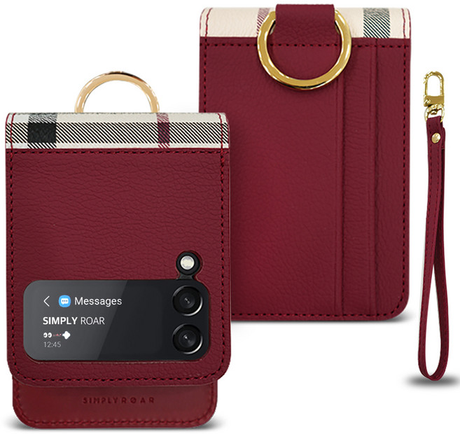심플리로어 VERA 레더 휴대폰 케이스 + 손목 스트랩 세트