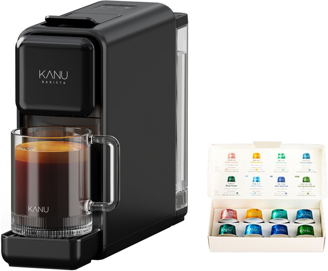 KANU Pebble輕巧簡約膠囊咖啡機+咖啡膠囊組, DSM-DN, 卵石黑