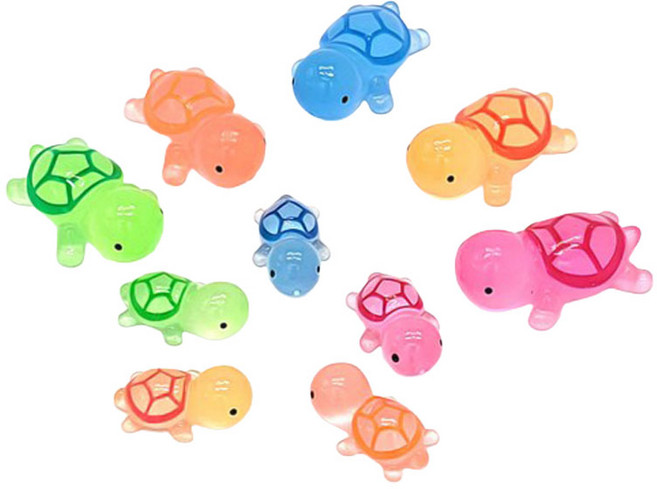 포레스 어항 테라리움 화분 꾸미기 야광 거북이가족 피규어 10종 세트, 1세트