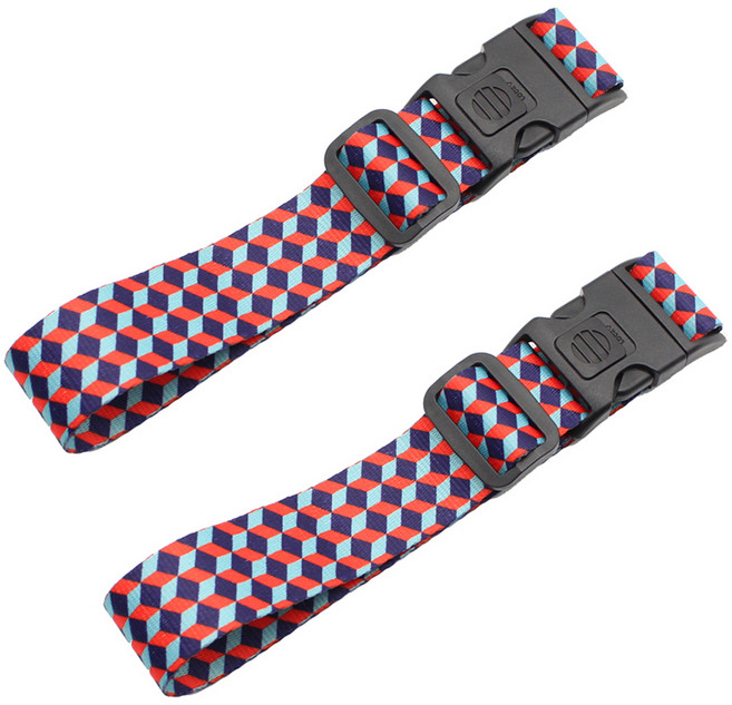 트래블큐브 이중잠금 락버클 패턴 보조가방 연결벨트 2p + 보관파우치 세트