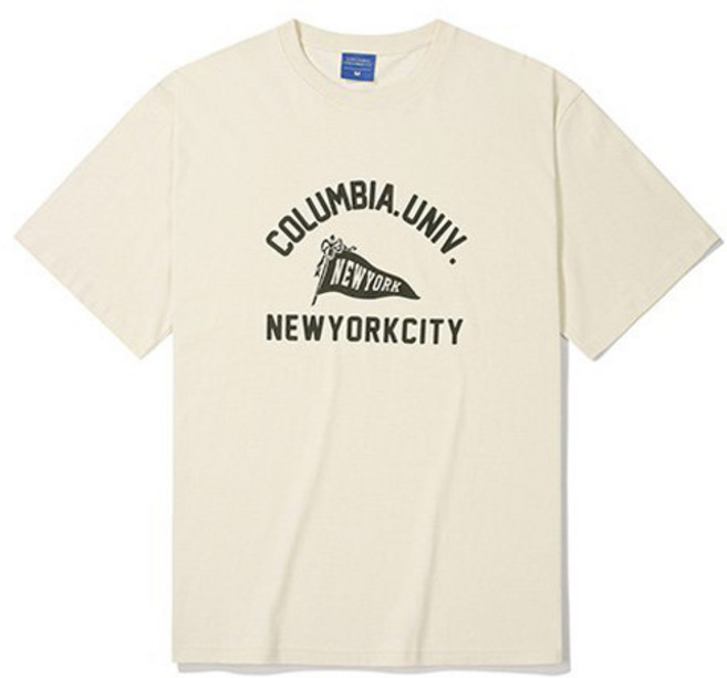 COLUMBIA UNIVERSITY 紐約旗幟透氣短袖T恤, 奶油色