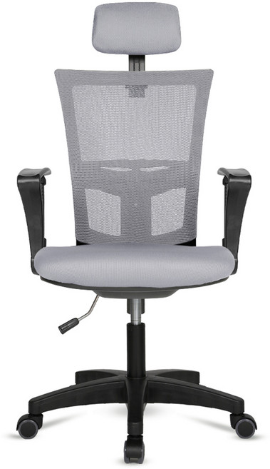 체어포커스 레오 고급 헤더형 3각팔 블랙바디 의자 L12, 패브릭 올그레이