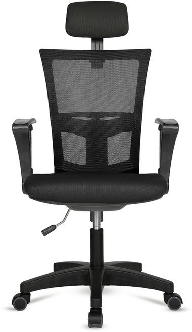 체어포커스 레오 고급 헤더형 3각팔 블랙바디 의자 L12, 메쉬 올블랙