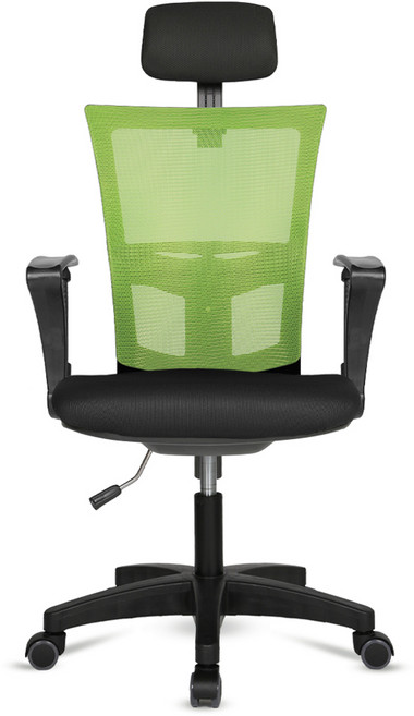 체어포커스 레오 고급 헤더형 3각팔 블랙바디 의자 L12, 패브릭 블랙 그린