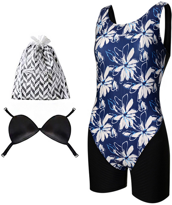 아쿠아티카 여성용 실내 2부 수영복 + 언더브라 + 비닐백 세트 AQA692