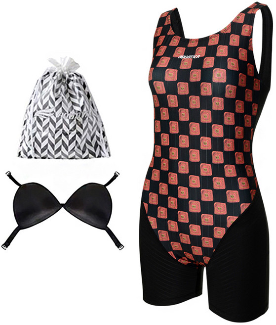 아쿠아티카 여성용 실내 2부 수영복 + 언더브라 + 비닐백 세트 AQA692