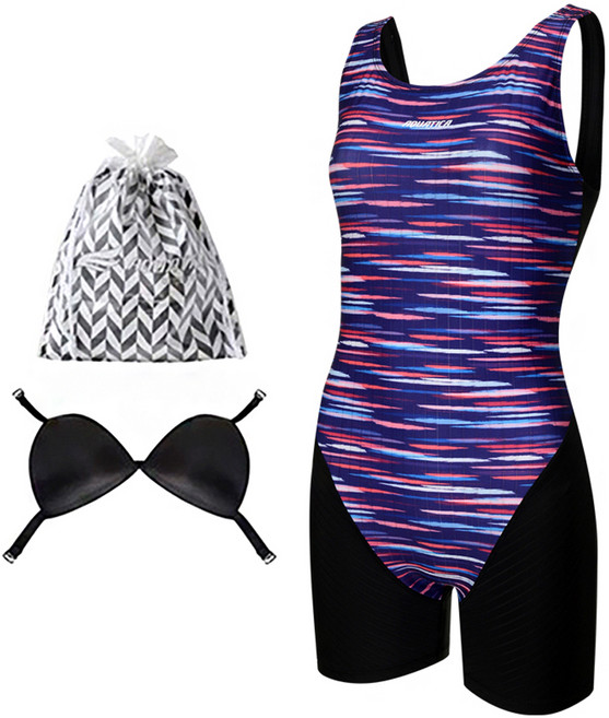 아쿠아티카 여성용 실내 2부 수영복 + 언더브라 + 비닐백 세트 AQA692