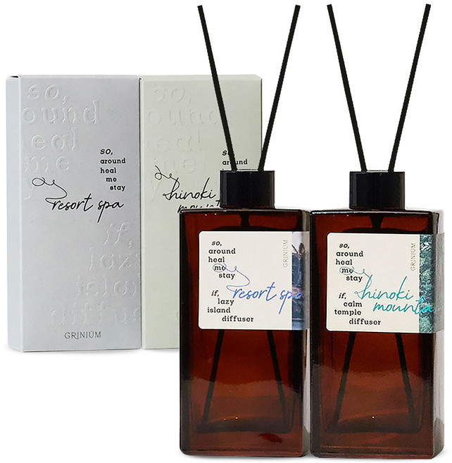 그리니움 힐 디퓨저, 리조트 스파 , 히노키 마운틴, 150ml, 2개