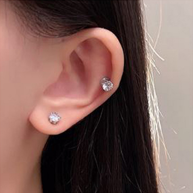 젤루나 블링 라운드 큐빅 자석 페이크 귀걸이 P-314