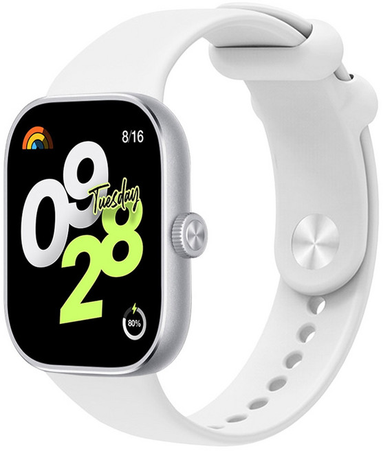 스페이스쉴드 버튼형 베이직 스마트워치 실리콘 스트랩, 화이트, 1개