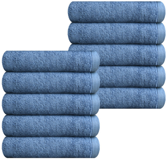 송월타월 뱀부 프리미엄 무지 수건 180g, 블루, 10개