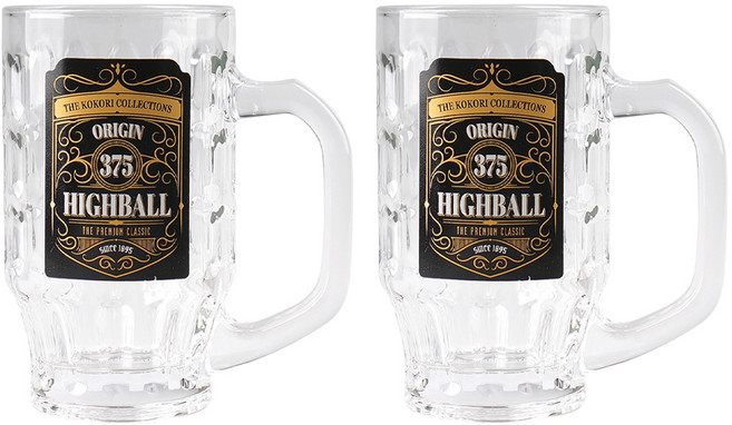 코코리 375 오리진 하이볼잔 블랙 375ml, 2개