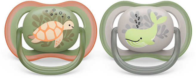 필립스아벤트 울트라 에어 노리개 젖꼭지 2종 세트 SCF085, 6~18개월, 거북이 + 고래, 1세트