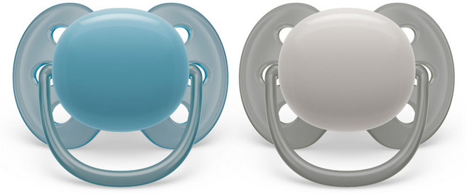 PHILIPS 飛利浦 AVENT 新安怡 超軟安撫奶嘴 2款, 6~18個月, 藍色 + 灰色, 1套