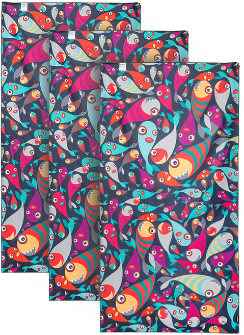 4몬스터 극세사 대형 비치타월, 피쉬몬스터, 3개