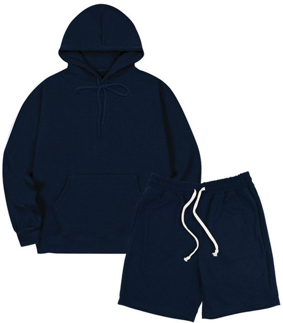 에어플레인 오버핏 후드 밴딩 반바지 상하세트