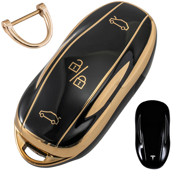 벤딕트 자동차 TPU 스마트 키홀더 키케이스 테슬라-01, 블랙, TSL-C11J