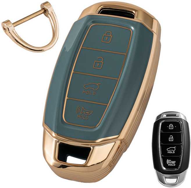 벤딕트 자동차 TPU 스마트 키케이스 현대10 그랜저IG 2019년 싼타페 TM 2019년 6월 I30 PD 벨로스터 JS N라인 코나 베뉴, 그레이블루, HY-D11J4A