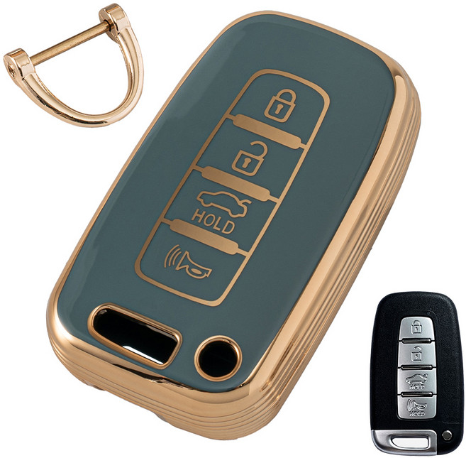 벤딕트 골드라인 TPU 키케이스, 그레이블루, 현대-09