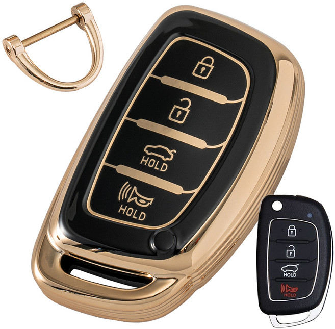 벤딕트 자동차 TPU 스마트 키홀더 키케이스 현대-12 캐스퍼 / 아이오닉 / LF쏘나타 / 아반떼AD / 아반떼MD / 뉴 투싼ix / 올뉴 투싼 / 뉴라이즈 / 신형 il40, 블랙, HY-A11J4A