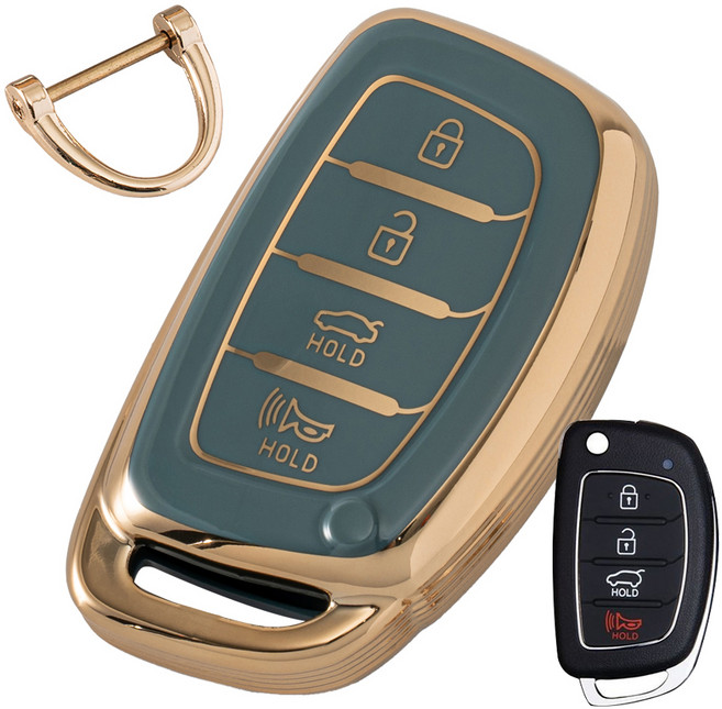 벤딕트 자동차 TPU 스마트 키케이스 현대12 캐스퍼 아이오닉 LF쏘나타 아반떼AD 아반떼MD 뉴 투싼ix 올뉴 투싼 뉴라이즈 신형 il40, 그레이블루, HY-A11J4A