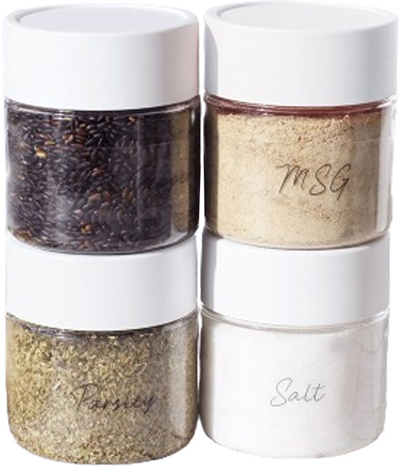 가쯔 레터링 양념통 화이트 4p + 스티커 15p 세트, 300ml, 1세트