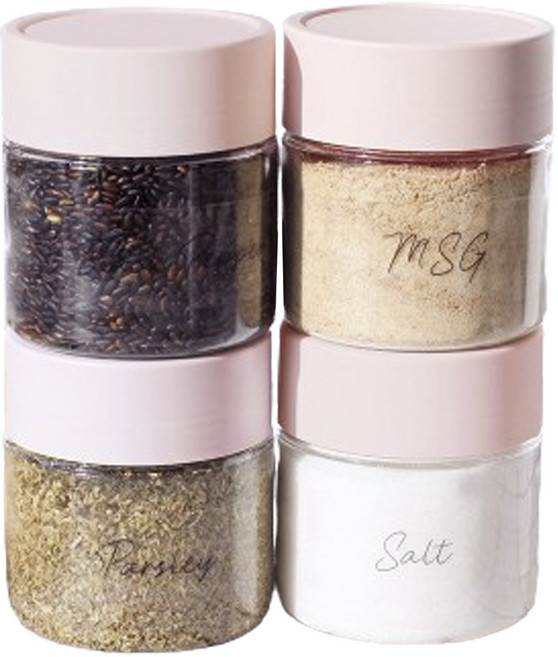 가쯔 레터링 양념통 인디핑크 4p + 스티커 15종 세트, 300ml, 1세트