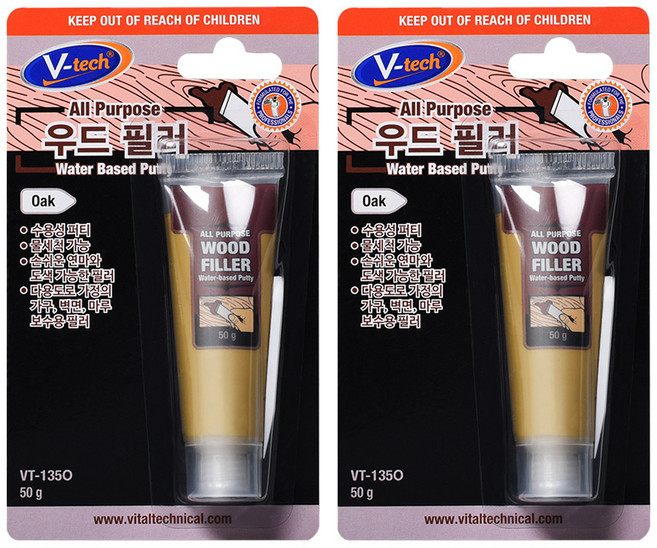 Vtech 우드 필러 오크 50g VT-135O, 2개