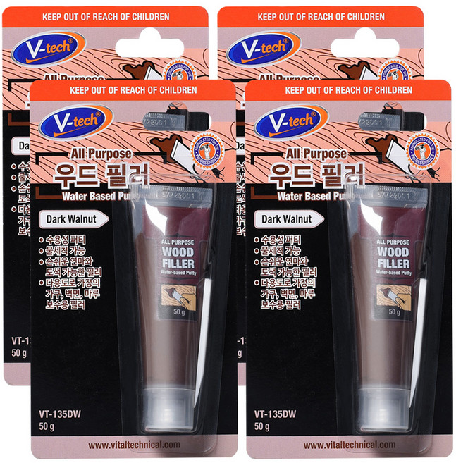 Vtech 우드필러 다크월넛 50g VT-135DW, 4개