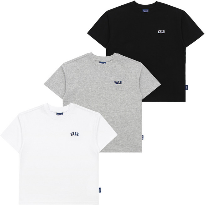 예일키즈 아동용 예일 에센셜 코튼 로고 반팔 티셔츠 3종 세트 YJON3PD20004