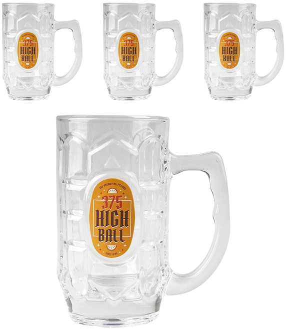 코코리 375 하이볼잔 오렌지 375ml, 4개