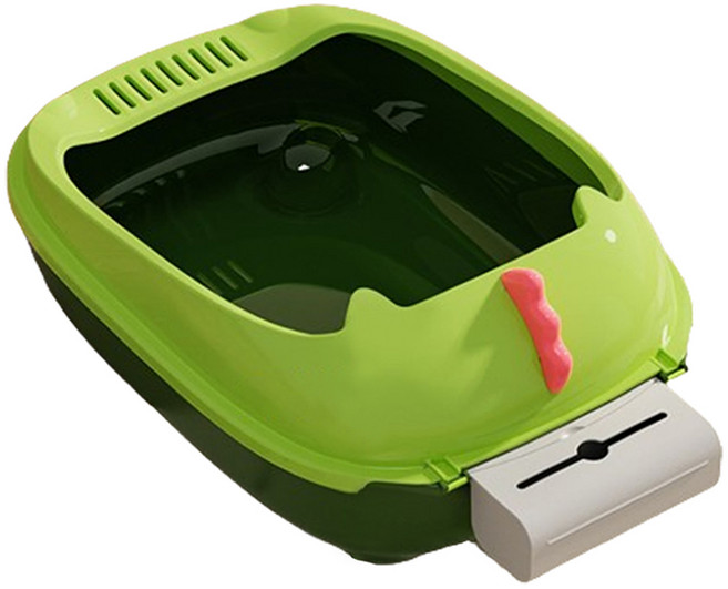 고양이 둥둥펫 공룡 화장실 + 배변봉투 보관함 세트, 라이트 그린, 1세트