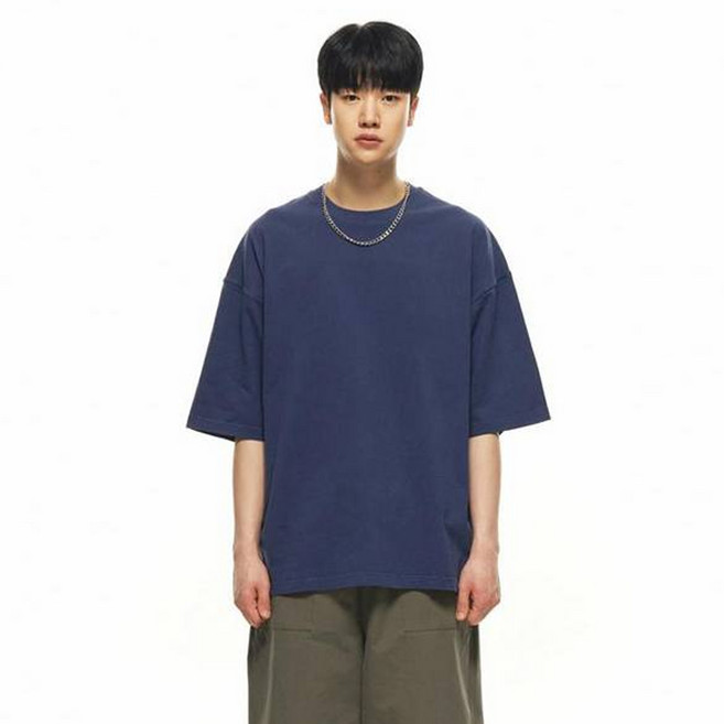 모즈모즈 남녀공용 무지 피그먼트 오버핏 통기성 반팔 티셔츠