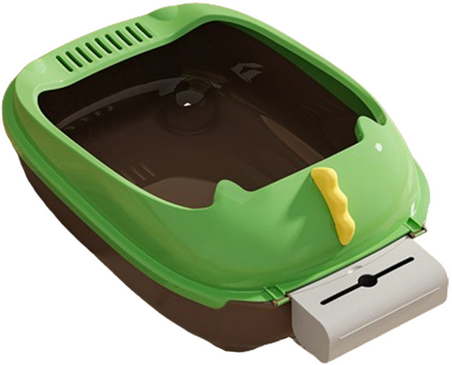 고양이 둥둥펫 공룡 화장실 + 배변봉투 보관함 세트, 그린, 1세트