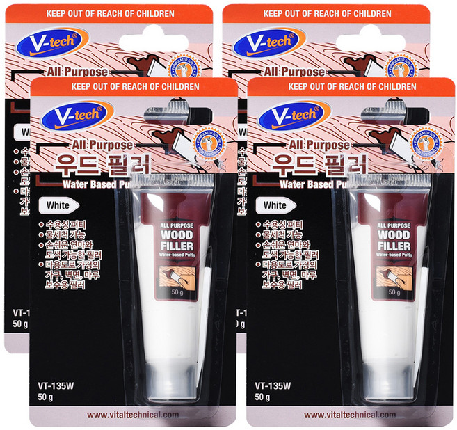 Vtech 우드필러 화이트 50g VT-135W, 4개