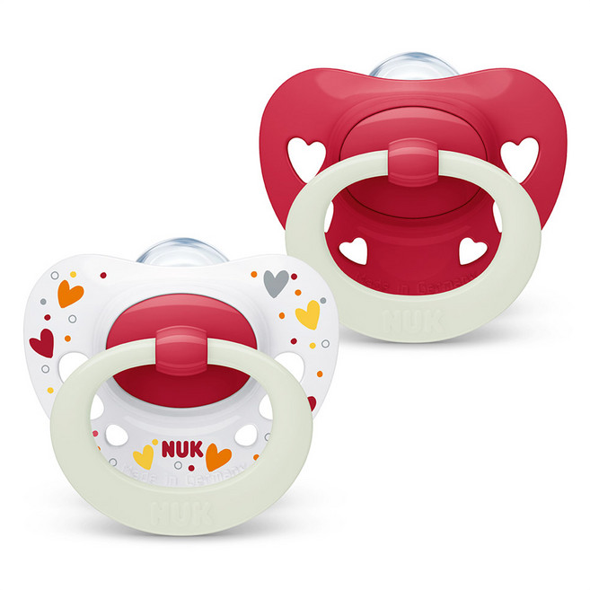 NUK 經典安撫奶嘴夜光2件組, S3(18~36個月), 紅色, 1套